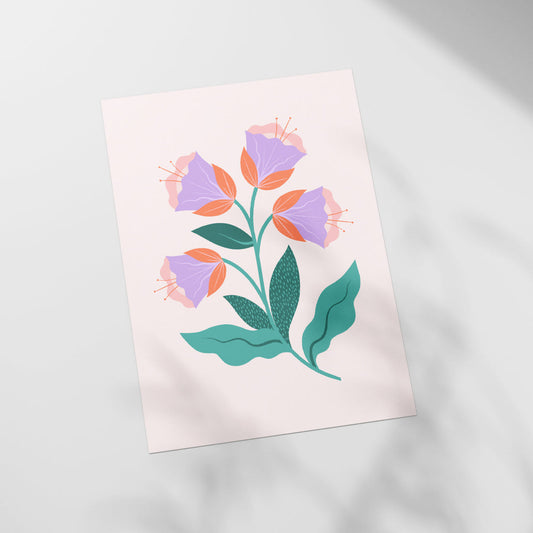 Purple Flowers | A4 Riso Print - Melissa Donne Studio